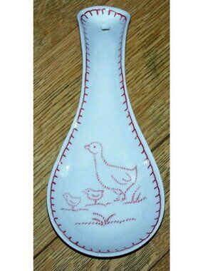 Kitchen Spoon Rest Chicken Baby Chicks Ceramic Andrea by Sadek 8 1/2" Hanging or